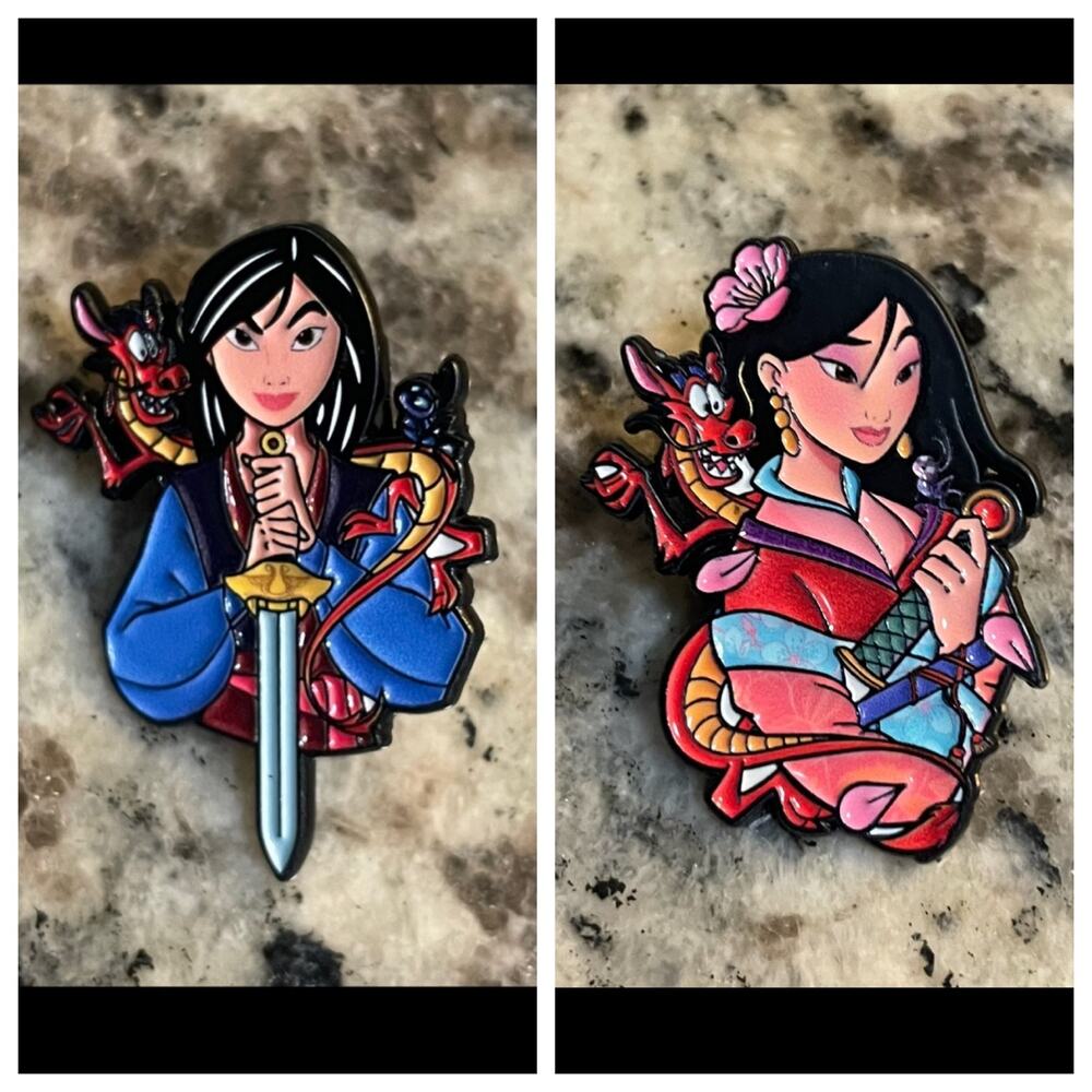 2 Piece Mulan, Mushu & Cri-kee Metal Enamel Pin Set